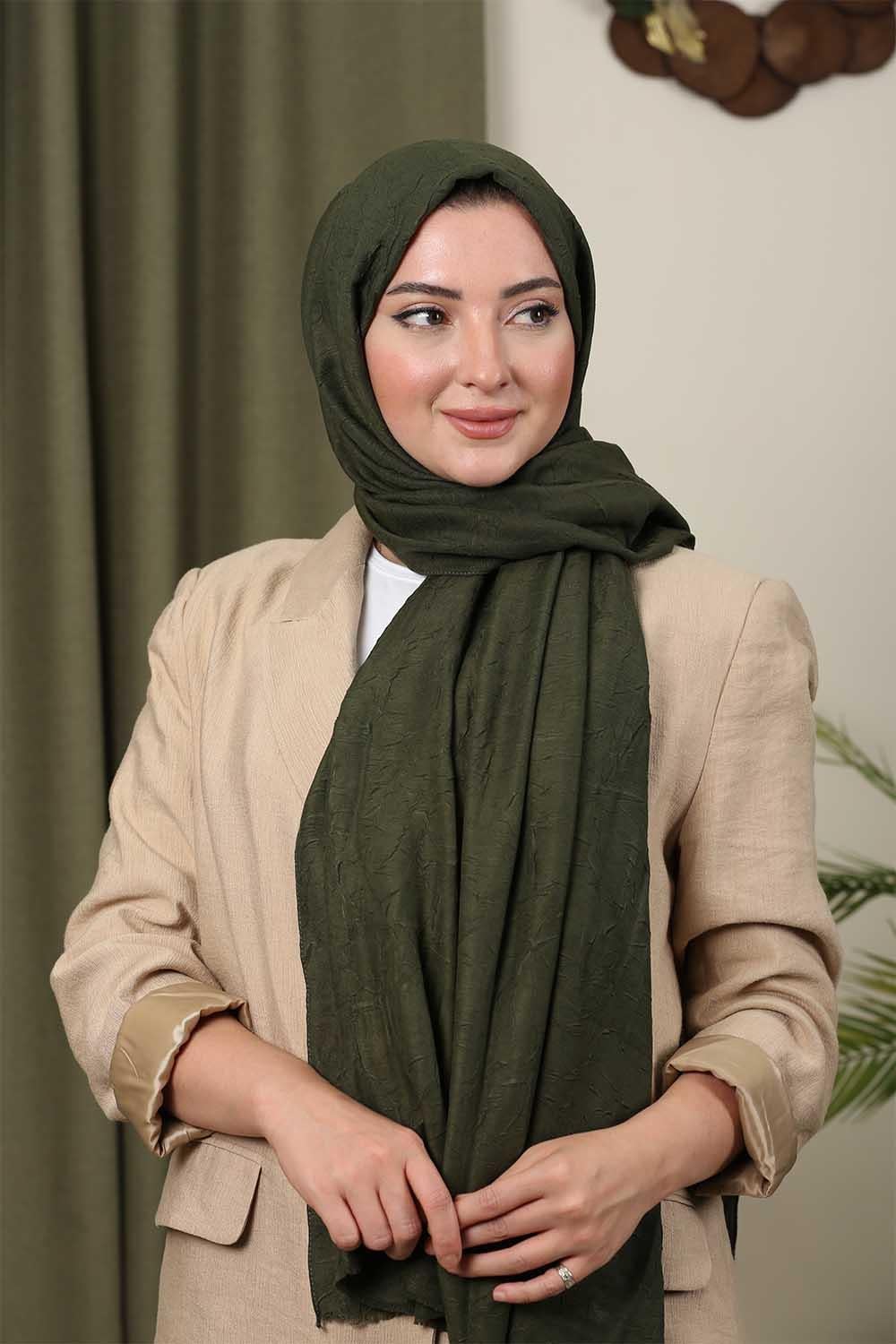 Bambu Kraş Şal Asker Yeşili