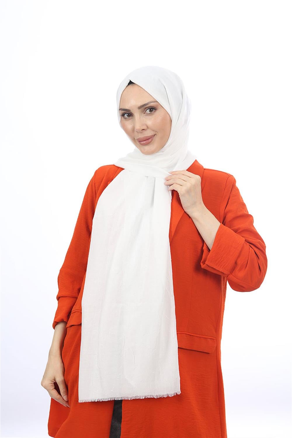 Bambu Kraş Şal Beyaz