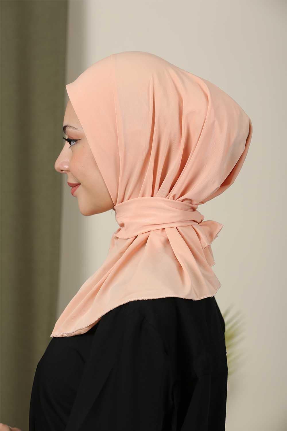 Çıtçıtlı Hijab Bone Açık Pembe