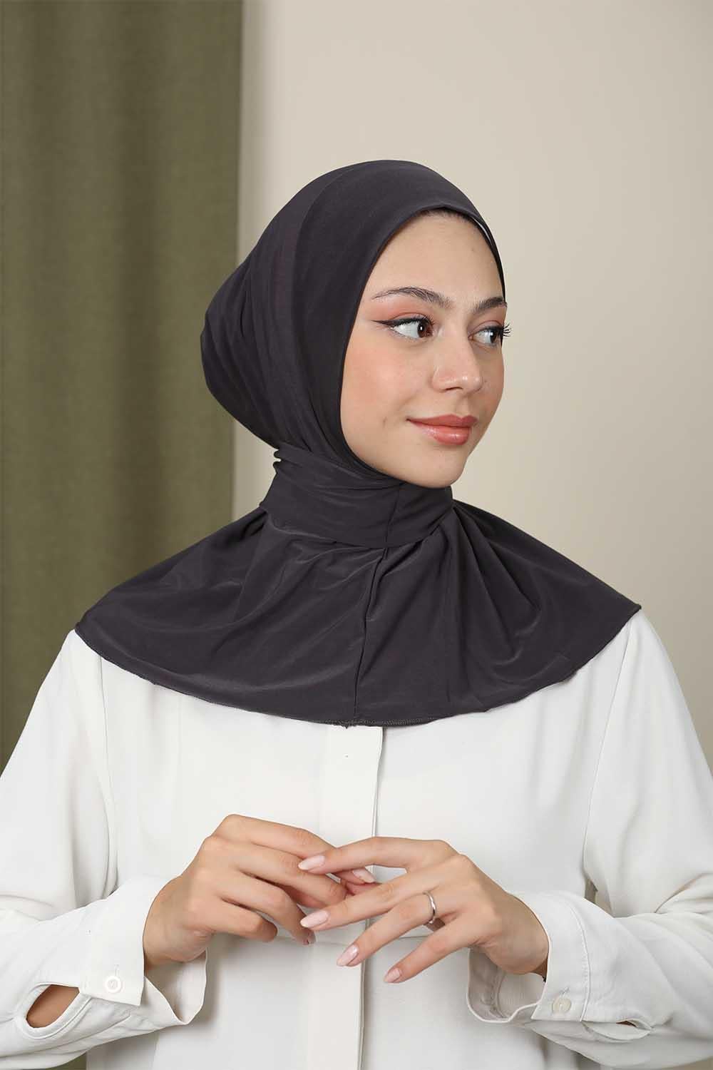 Çıtçıtlı Hijab Bone Füme