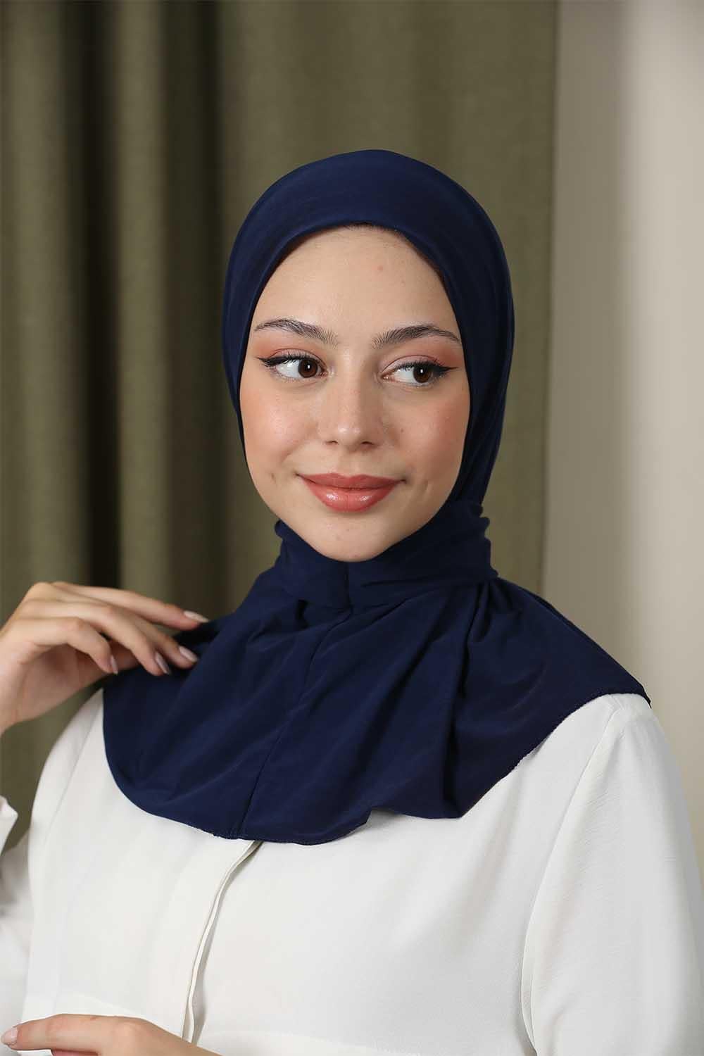Çıtçıtlı Hijab Bone Lacivert
