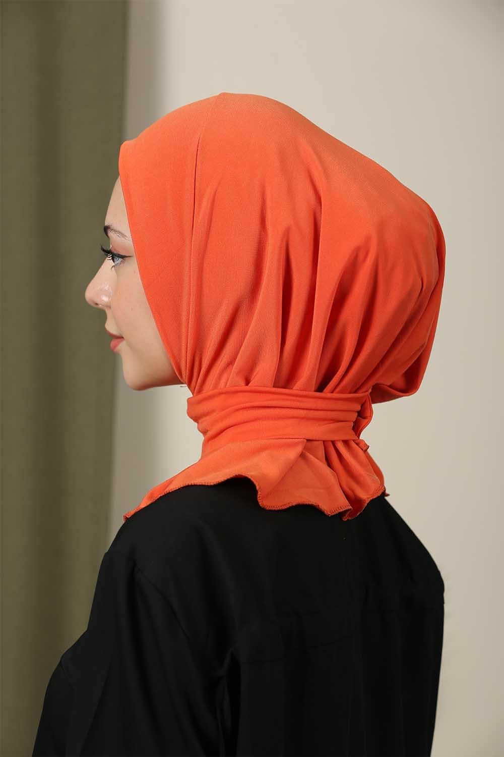 Çıtçıtlı Hijab Bone Orange