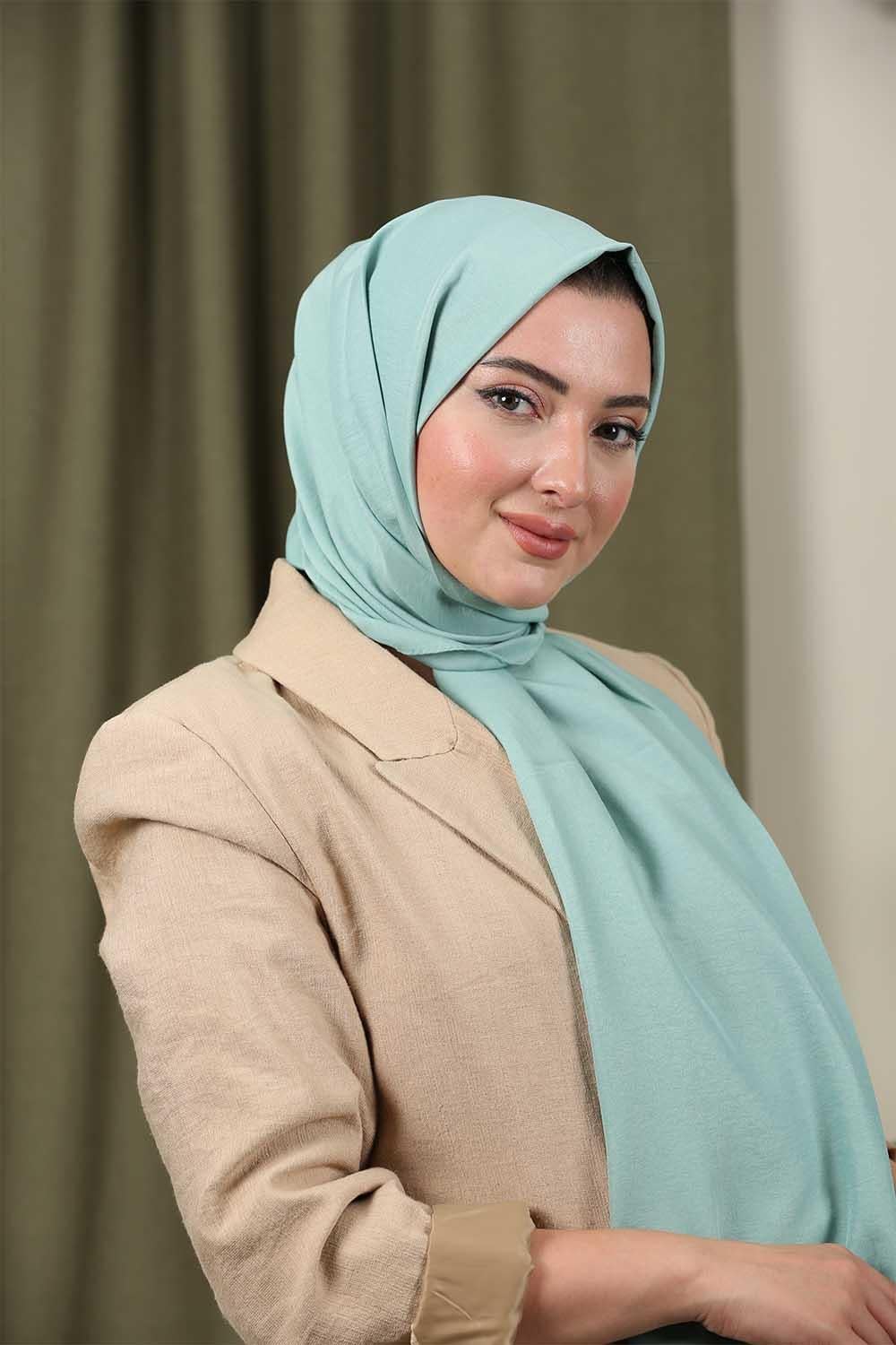 Pamuk Cazz Şal Su Yeşili