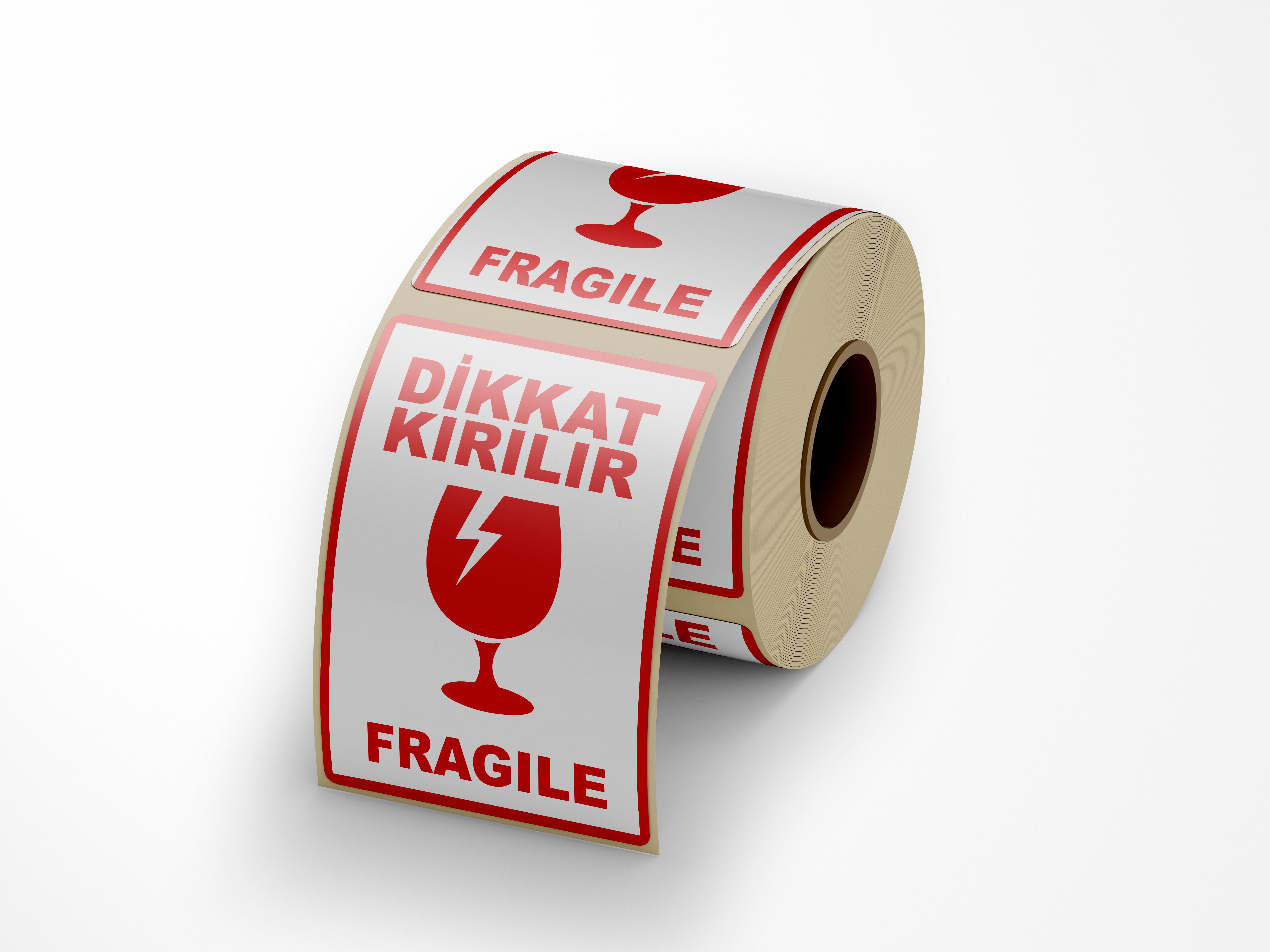 Dikkat Kırılır Yapışkanlı Etiket 10 cm x 15 cm