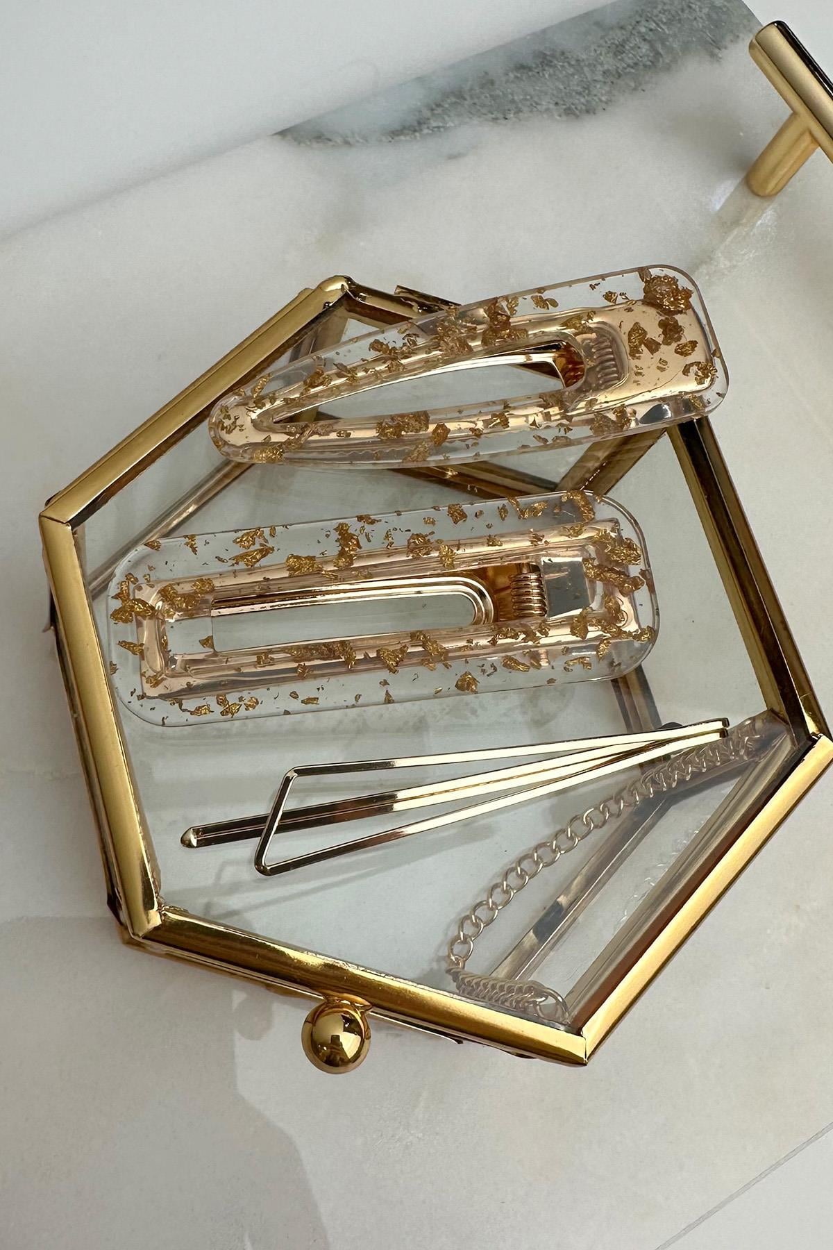 3 Lü Sedefli Metal Yan Toka (Ölçü:6,5cm)