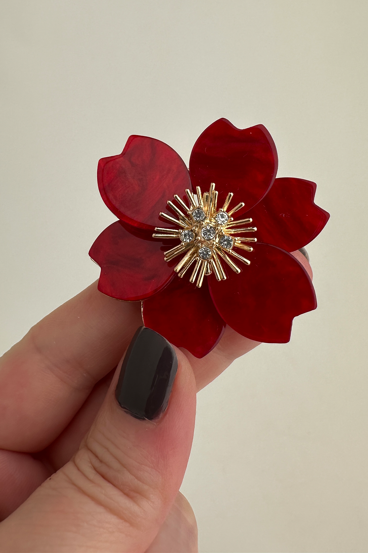 Altın Rengi Akrilik Şeftali Çiçeği Broş (5cm)