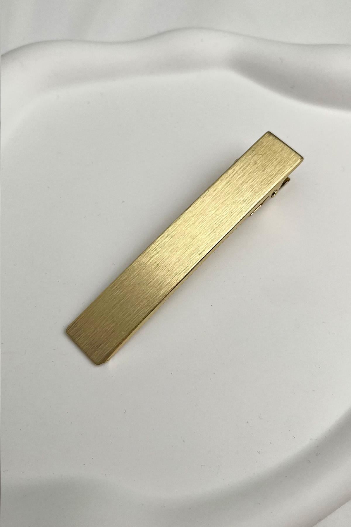 Altın Rengi Dikdörtgen Metal Yan Toka (Ölçü:8 cm)