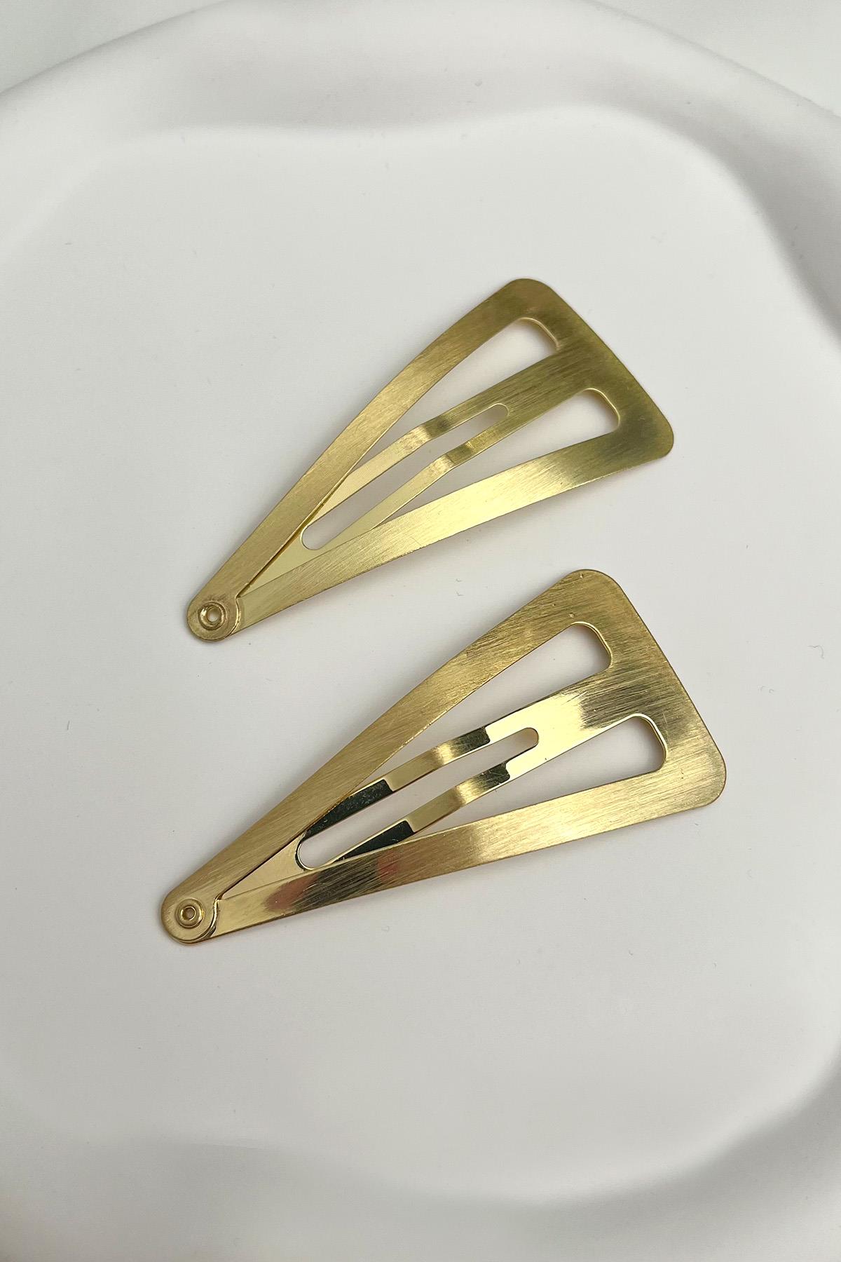 Altın Rengi İkili Metal Yan Toka (Ölçü:6,5 cm)