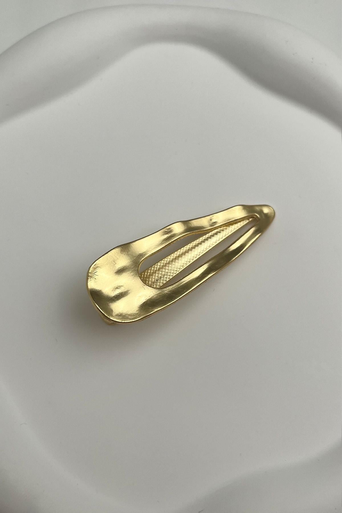 Altın Rengi Kıvrımlı Metal Yan Toka (Ölçü:6,5cm)