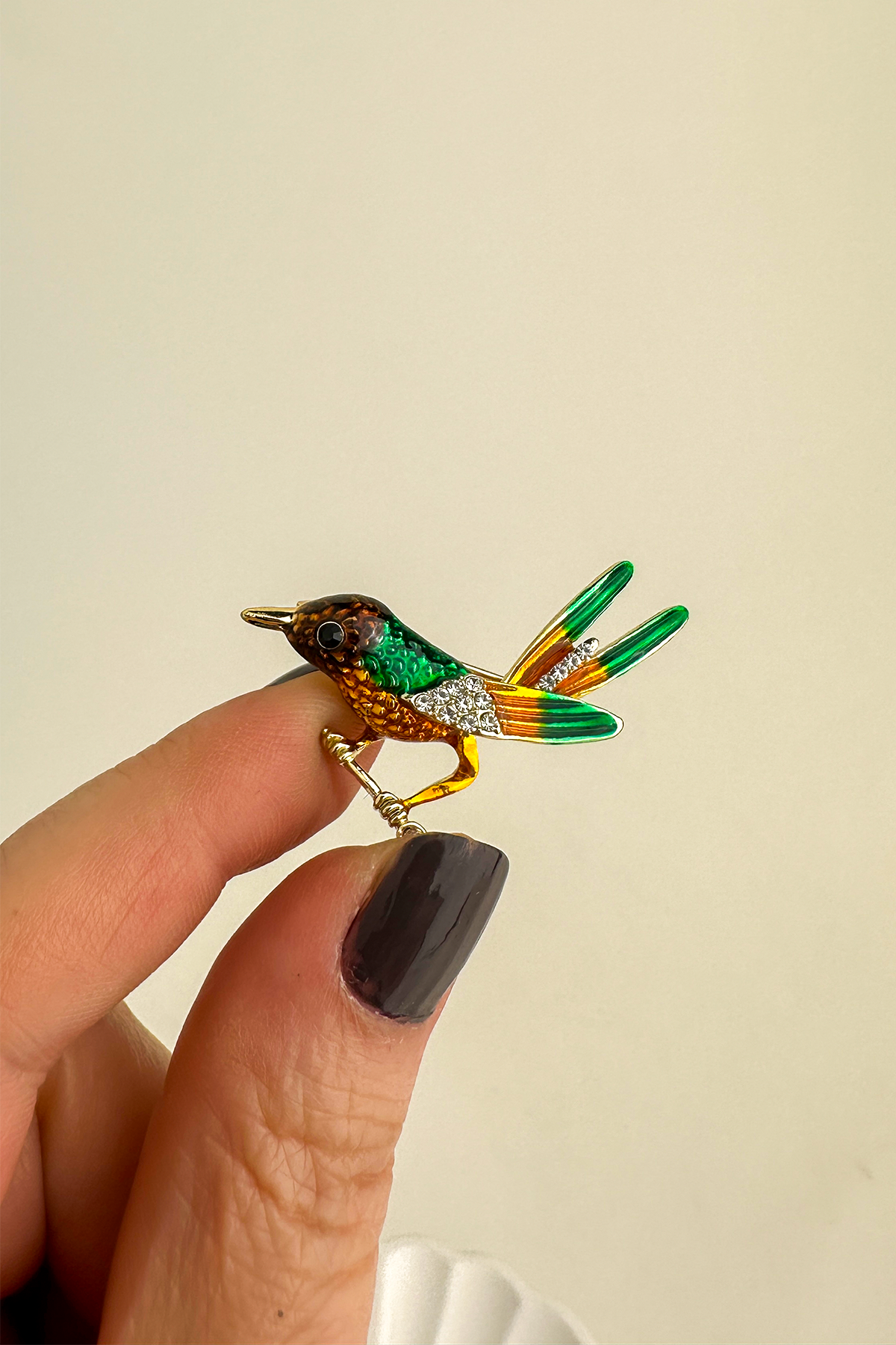 Altın rengi Taş Detay Kuş Broş (4cm)