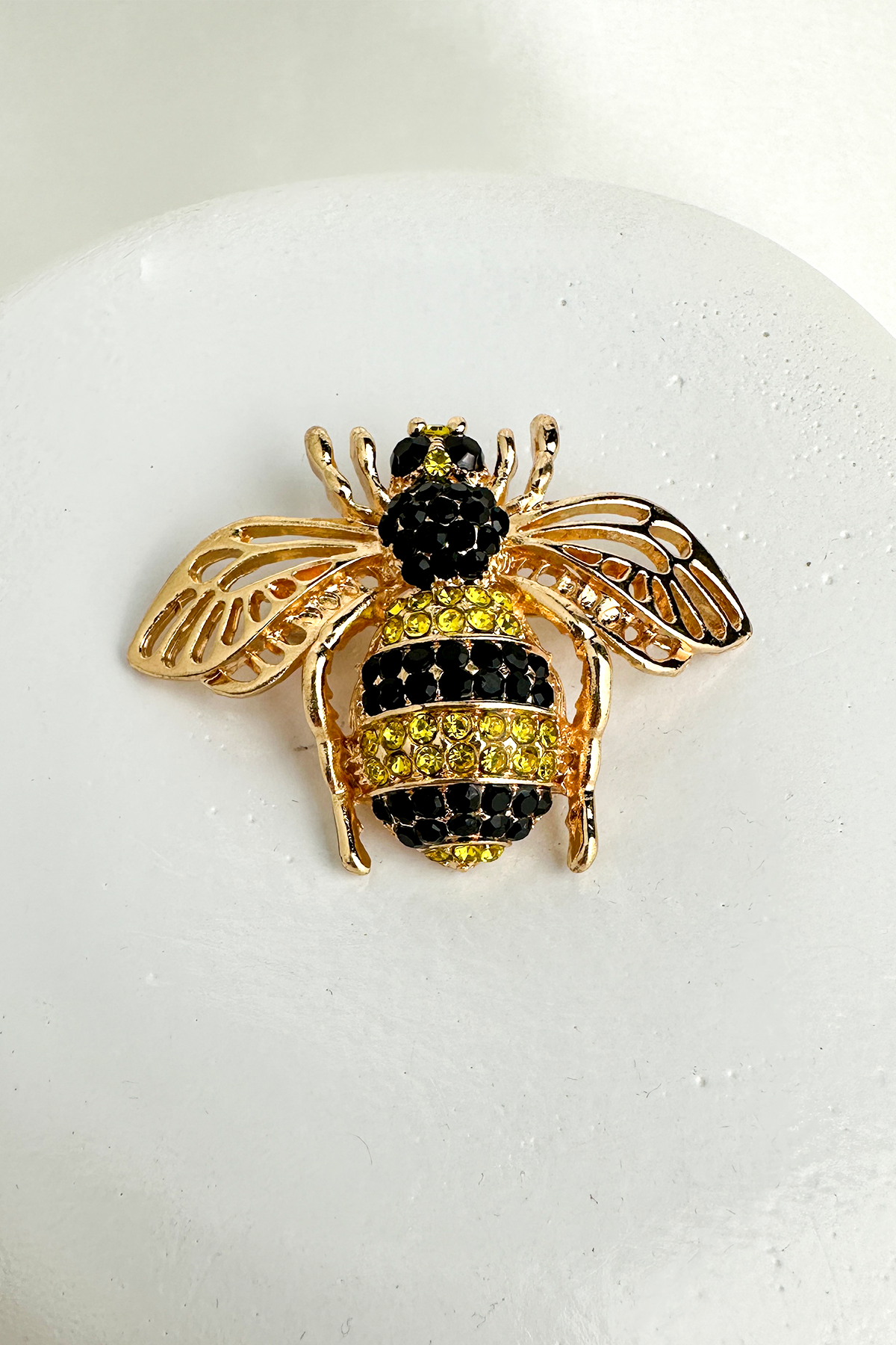 Altın Rengi Taş Detaylı Arı Broş (5cm)