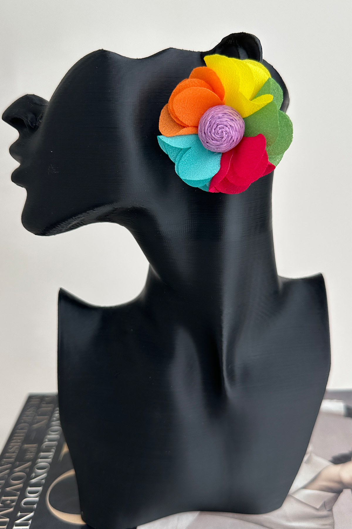 Bohem Tarzı Renkli Kumaş  Çiçek Küpe (4cm)