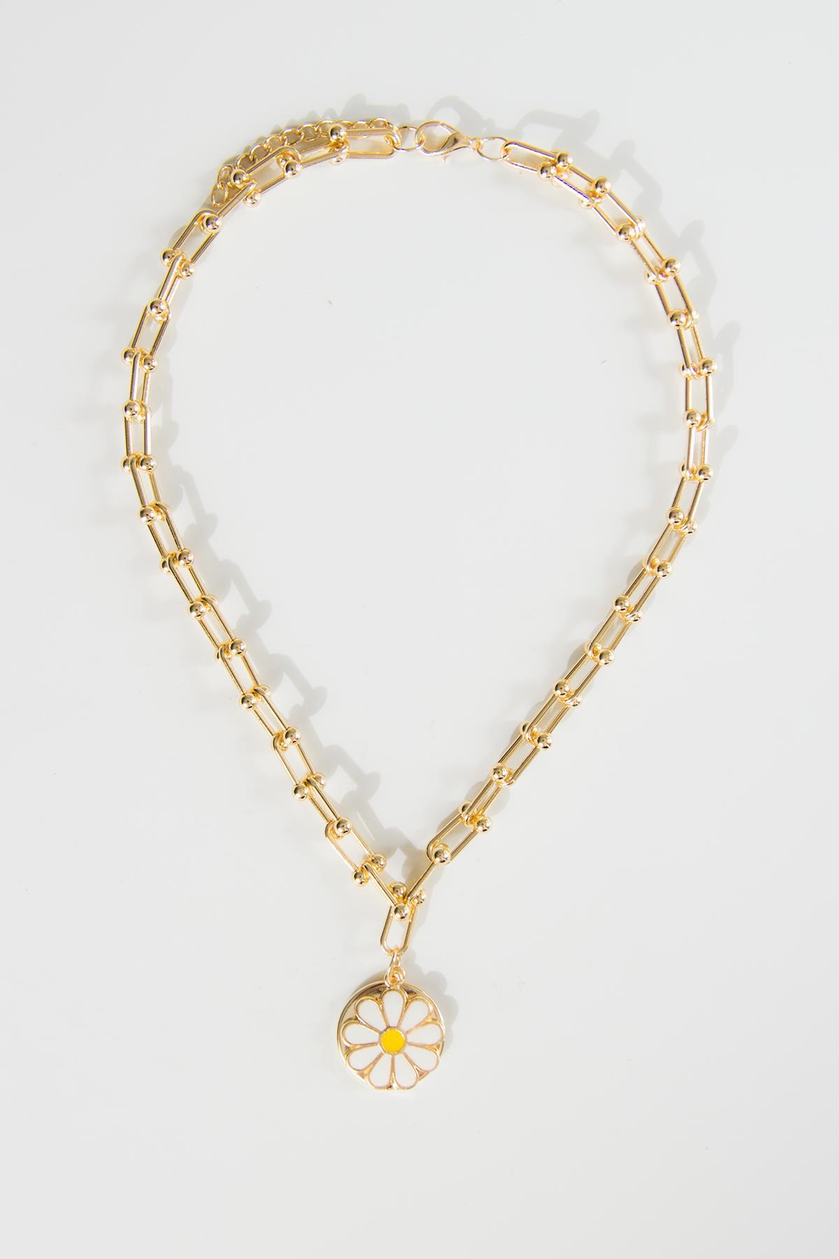 Gold Tifany Zincir Papatya Kolye