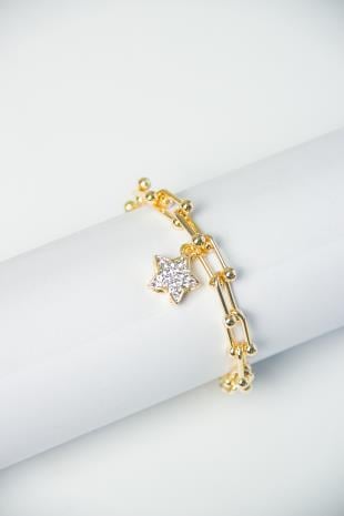 Gold Yıldız Taşlı Blance Bileklik