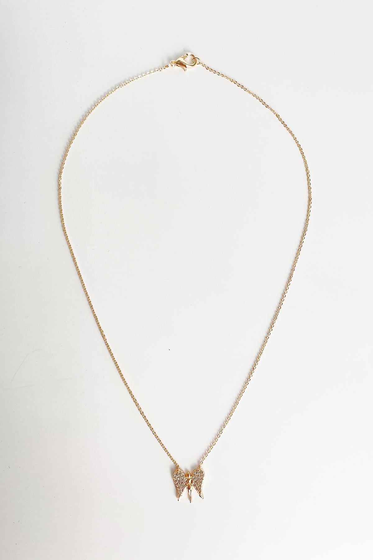 Gold Zirkon Taşlı Melek Kolye