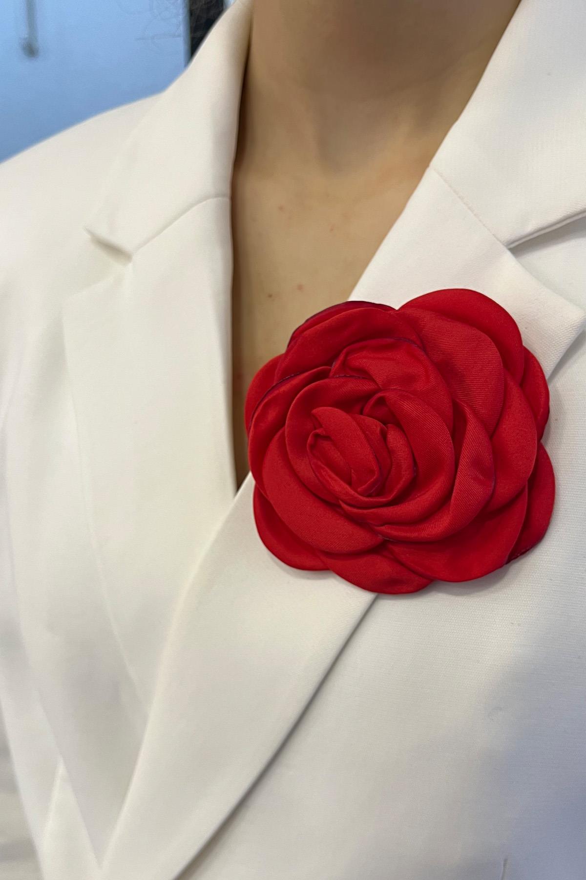 İğneli Kumaş Gül Broş (Ölçü:8 cm)