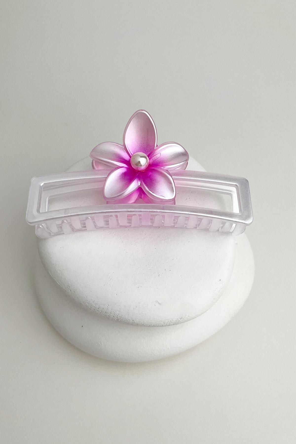 İnci Detaylı Yonca Çiçek Mandal Toka (11cm)