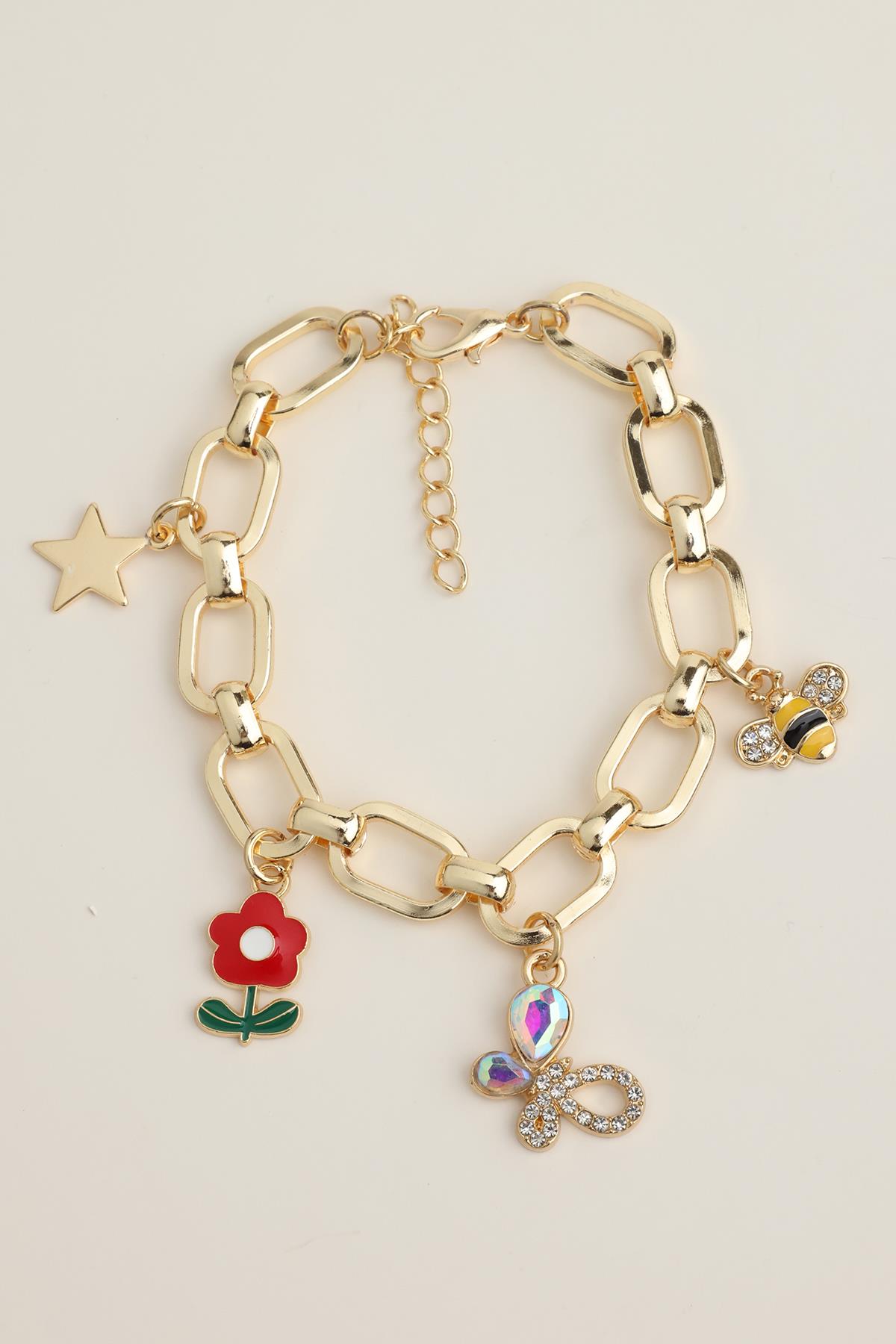 Kelebek Çiçek Yıldız Figürlü Zincir Bileklik(17+5cm)