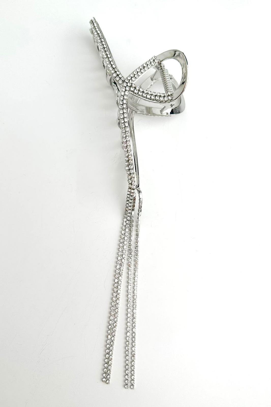 Kristal Taşlı Suyolu Sallantılı Mandal Toka 12 cm