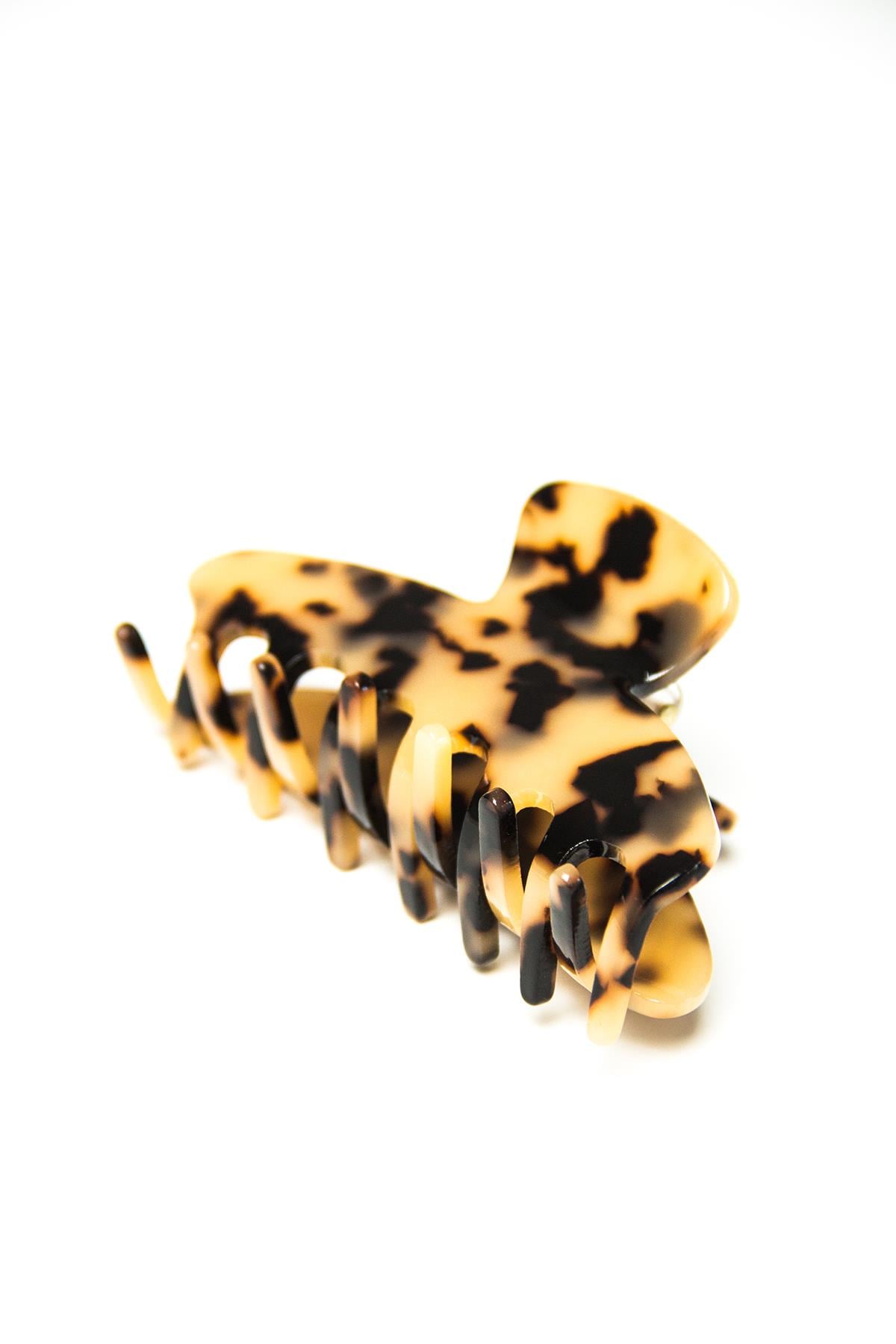 Leopar Desenli Mandal Saç Tokası