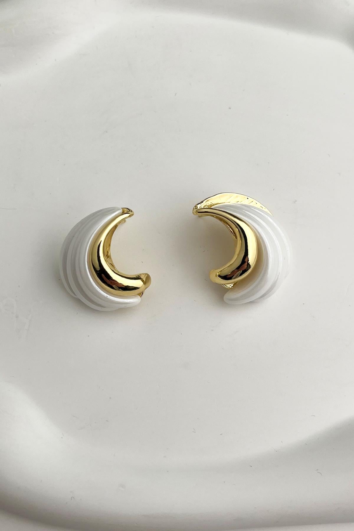 Metal Detay Sedef İç Bükey Küpe (2,5cm)