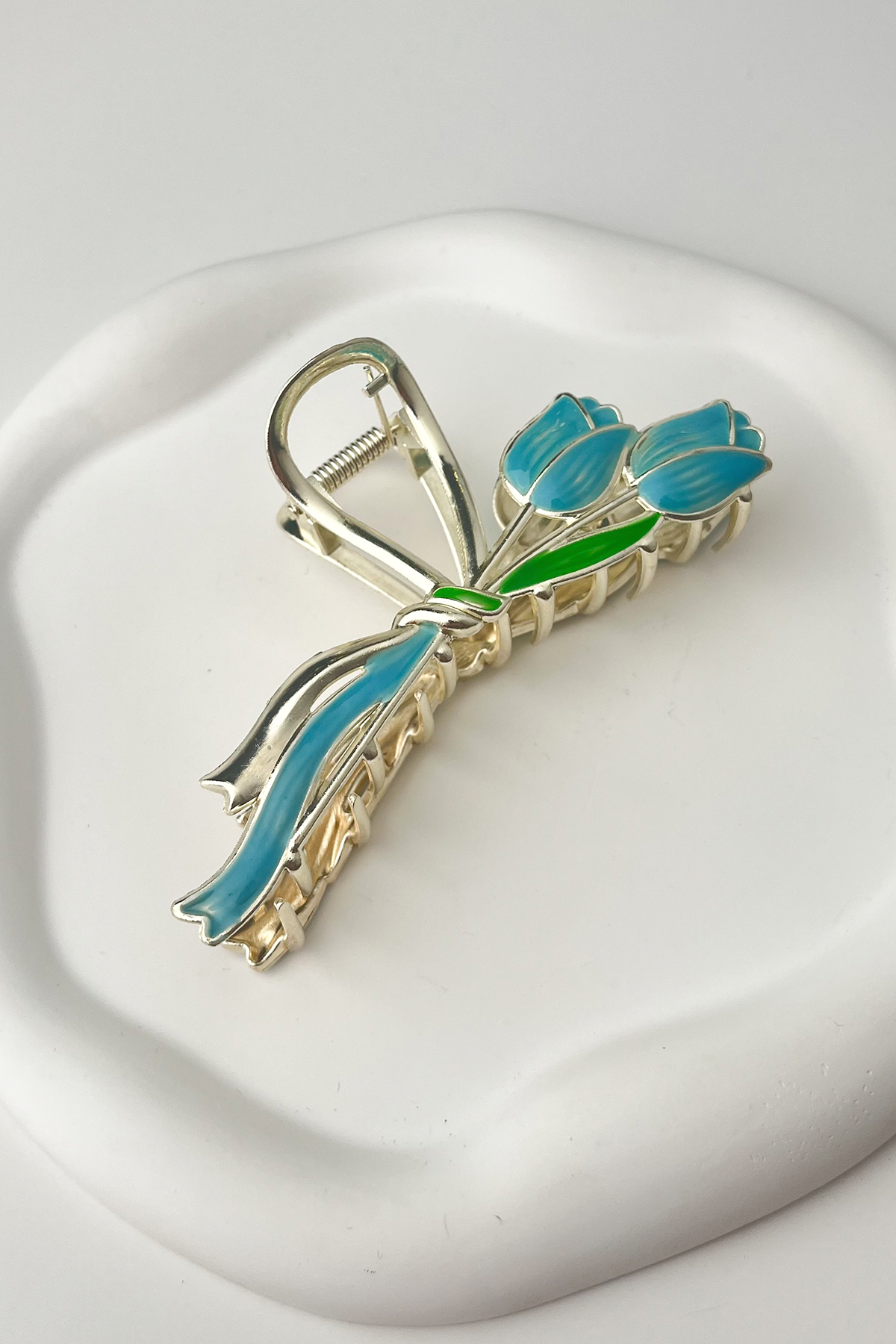Metal Mavi Lale Mandal Toka (Ölçü:10cm)