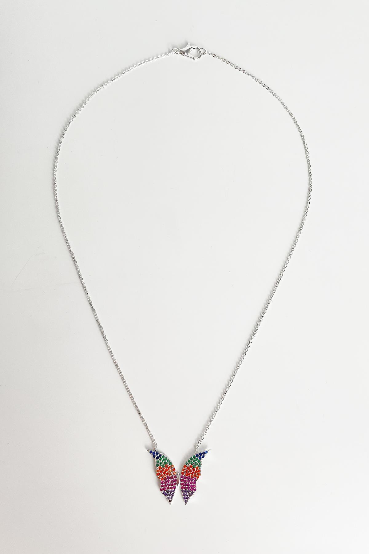 Multi Zirkon Taşlı Kelebek Kolye