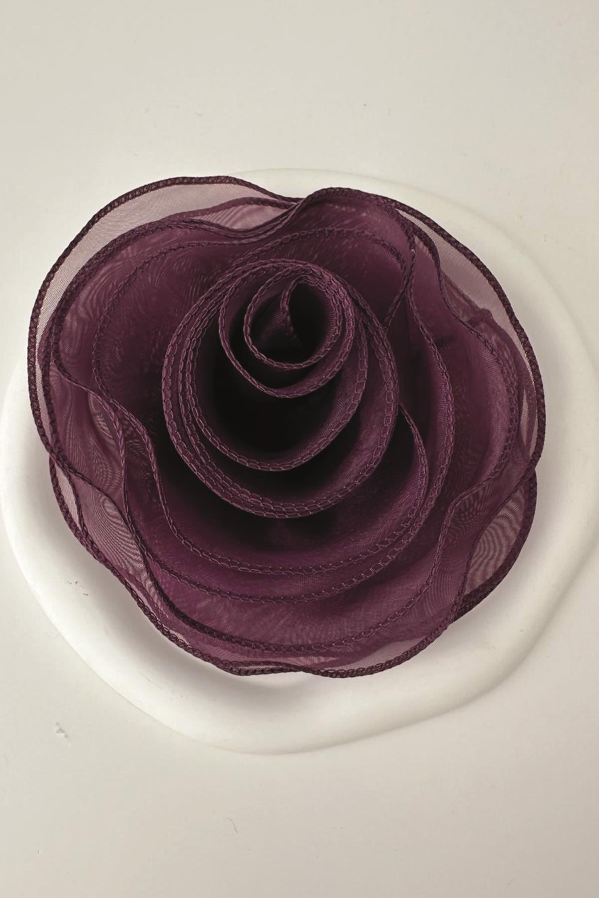 Organize Tül İğneli  Gül Broş (Ölçü:15 cm)