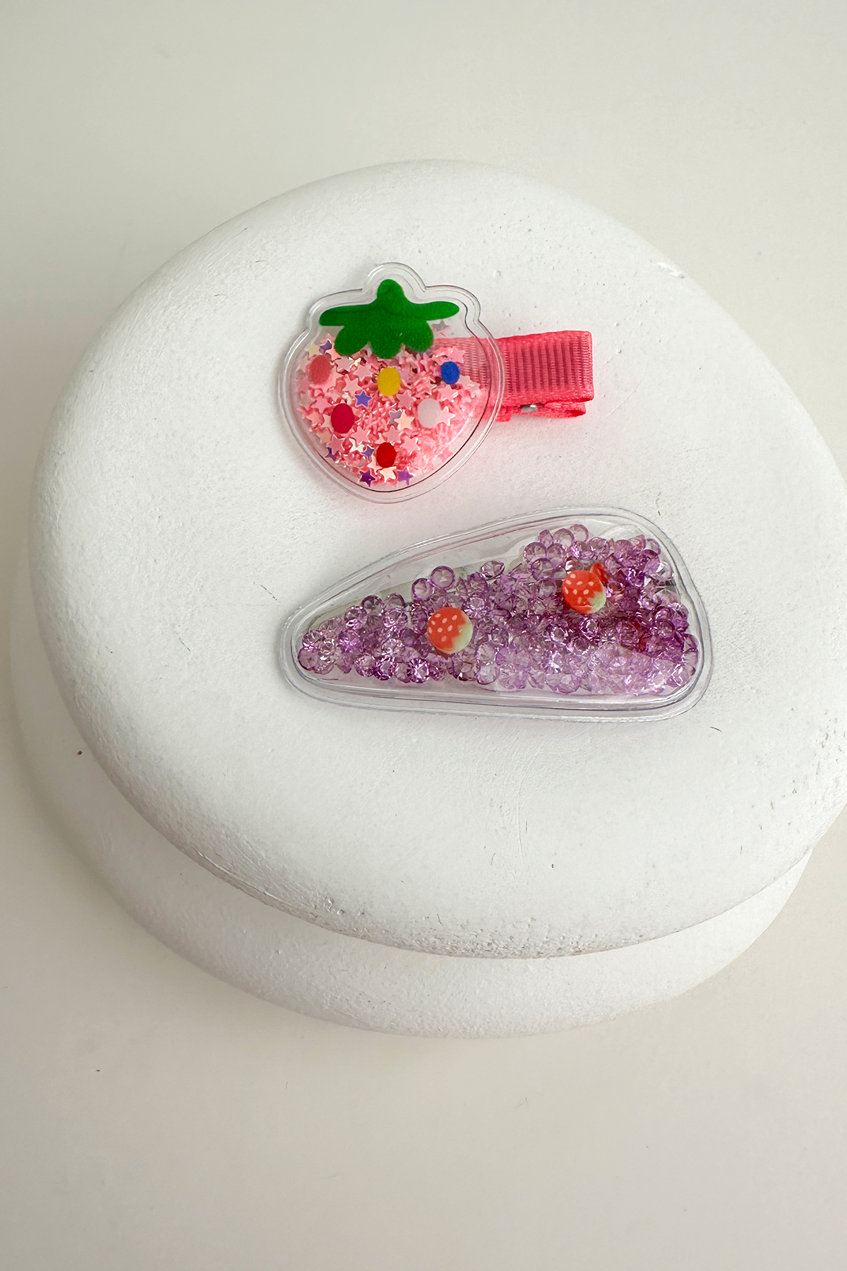 Pembe Çilek Boncuklu 0-2 Yaş İkili Çocuk Tokası (5cm)