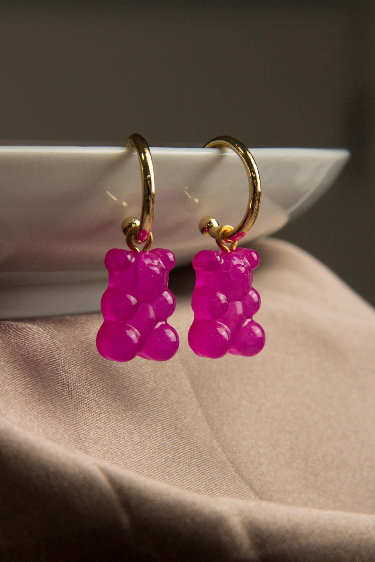 Pembe Jelibon Ayıcık Küpe