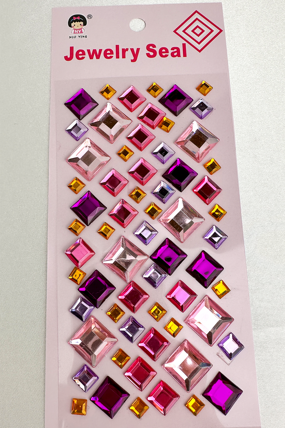 Renkli Kare Kristal Görünümlü Yapışkanlı Taş Sticker (Ajanda,Telefon,Bardak)