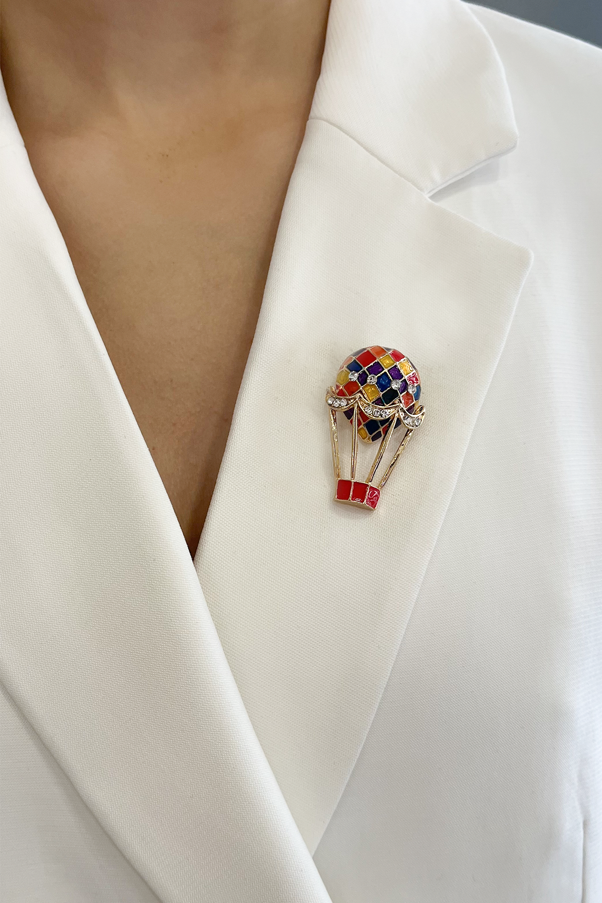 Renkli Mineli Taşlı balon Broş (En:2cm Boy:4cm)