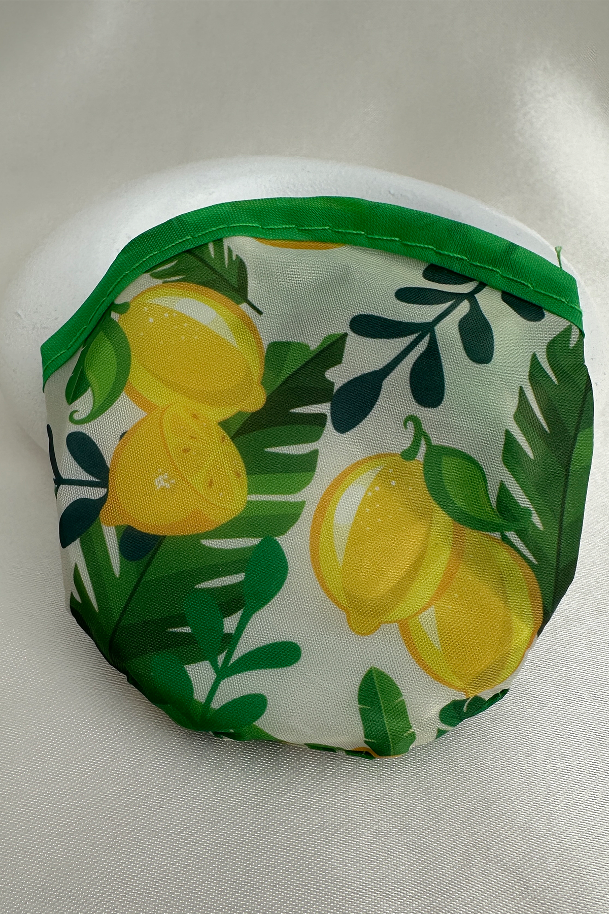 Sarı Limon Detay Aparatlı Çantalı Katlanabilir Tasarım Yelpaze (21*21)