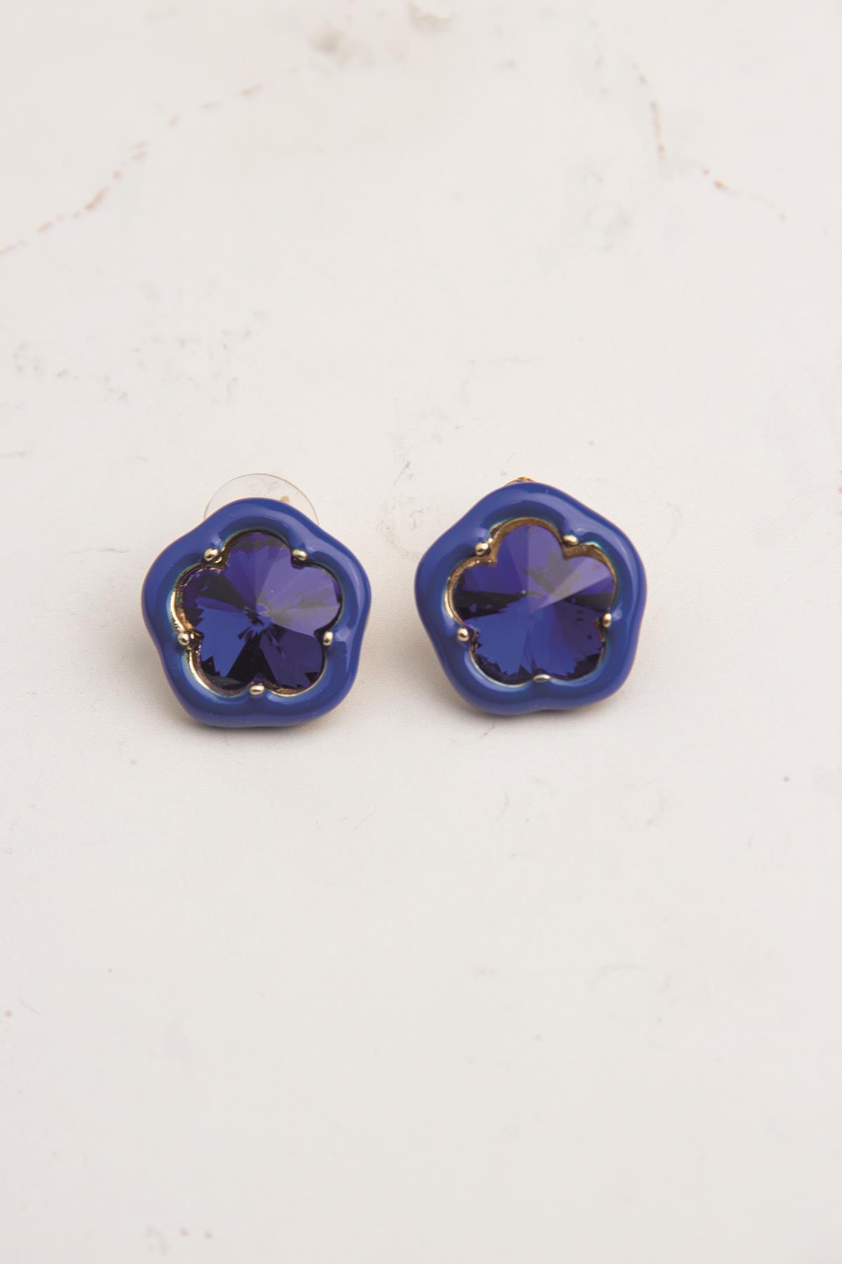 Swarovski Taşlı Mineli Çiçek Küpe