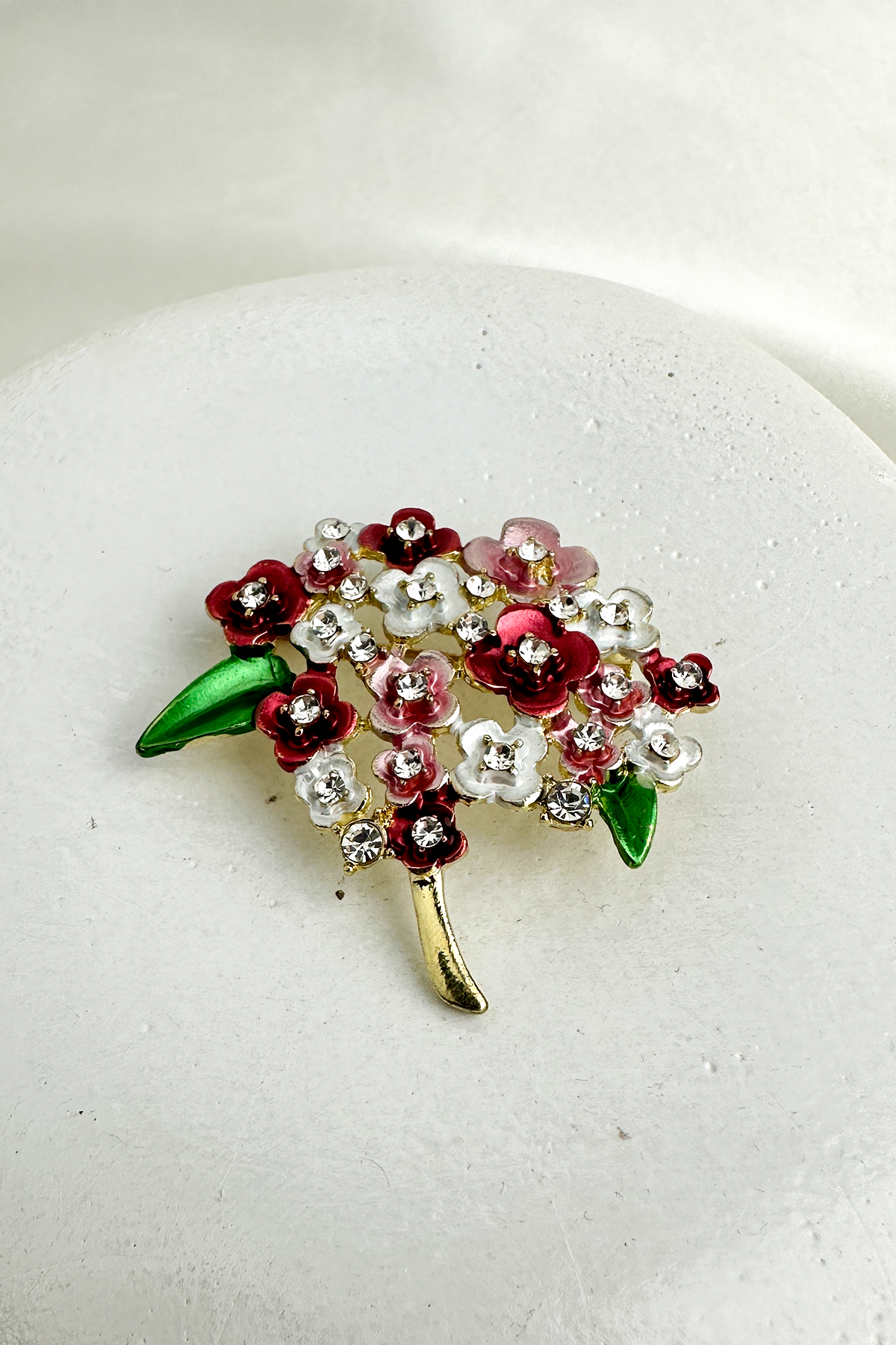 Taş Ve Mine Detay Buket Çiçek Broş (4cm)