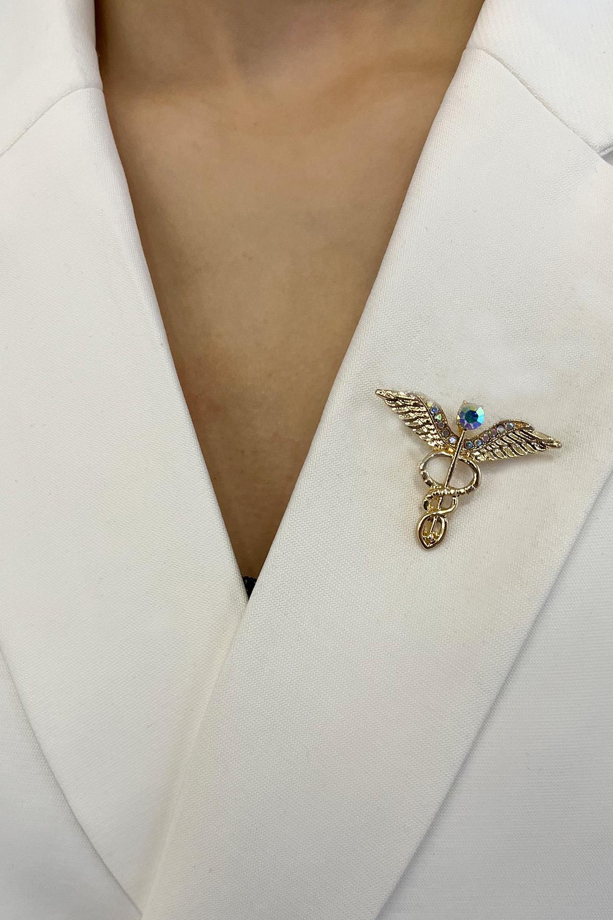 Tıp Sembolü Broş (Ölçü:3cm)