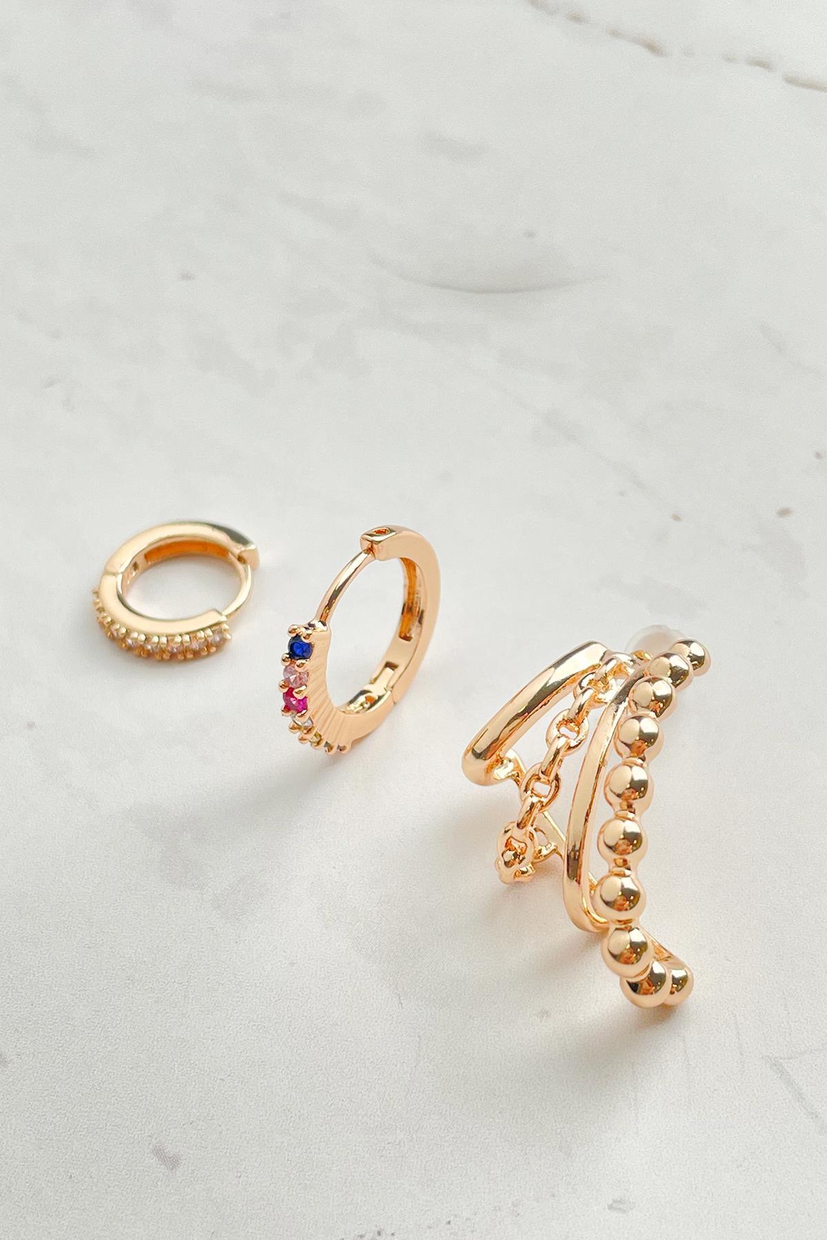 Üçlü Tek Küpe Seti