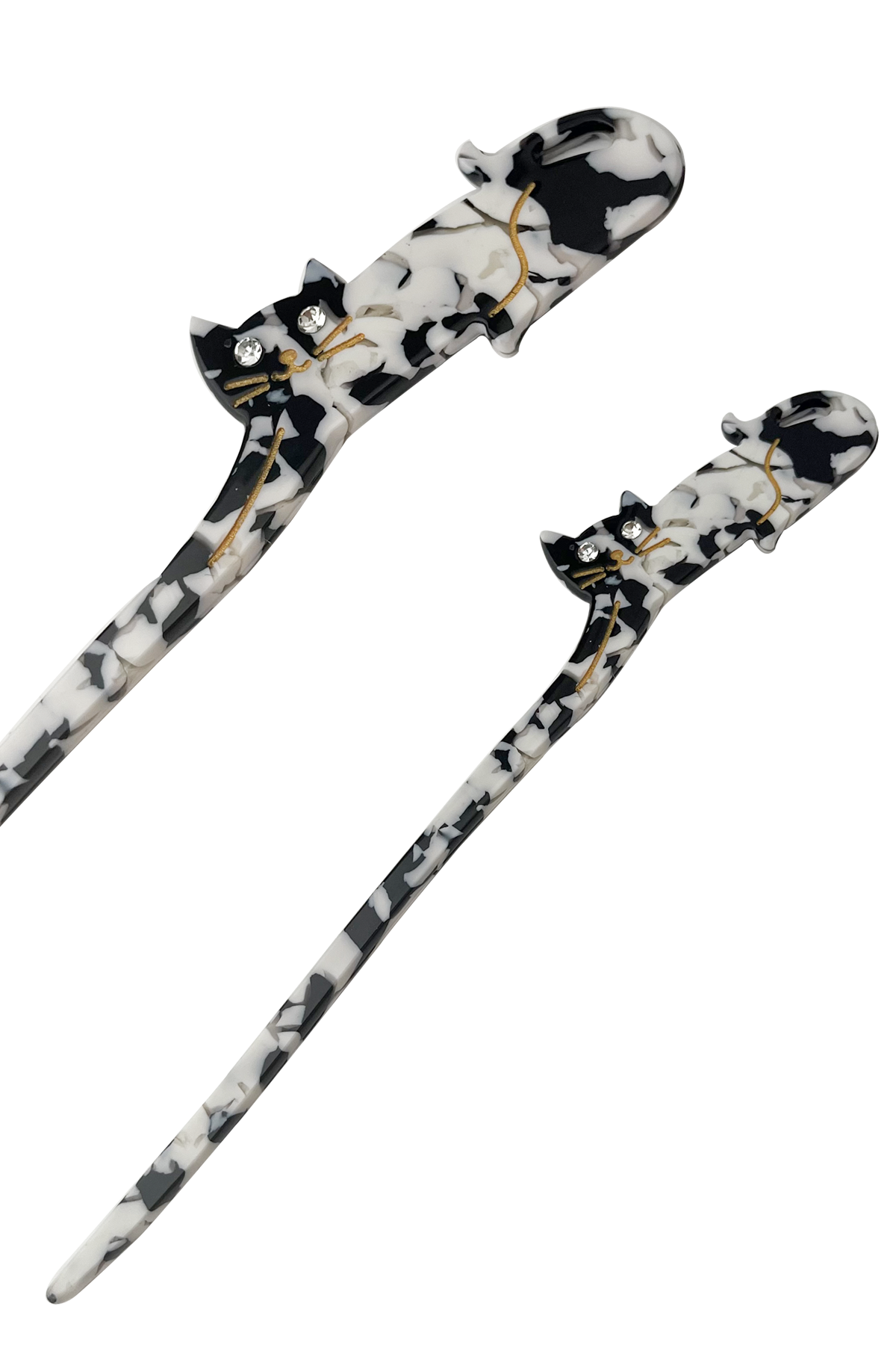 Yatan Kedi Figürlü Çubuk Saç Topuz Tokası (17cm)