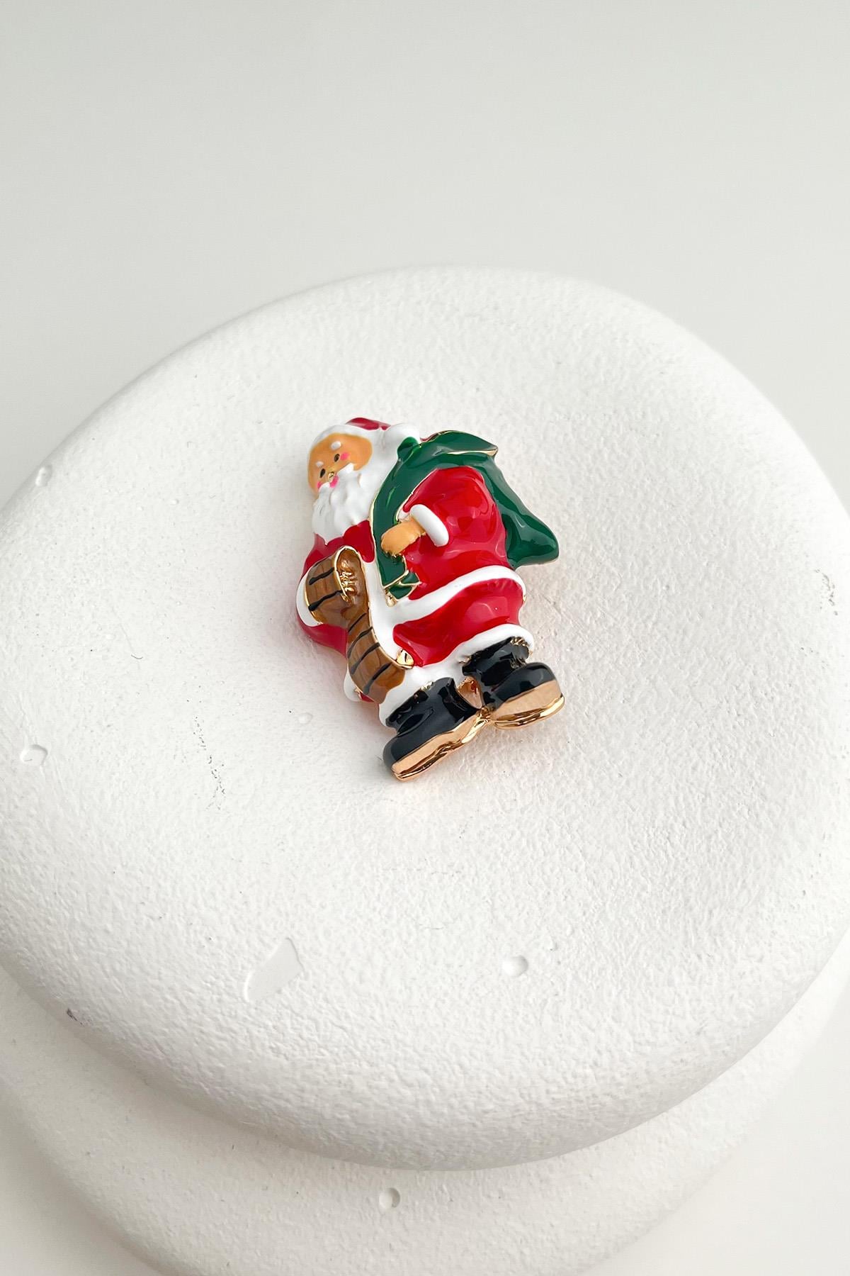 Yılbaşı Özel Kırmızı Minel Noel Baba Broş (4cm)