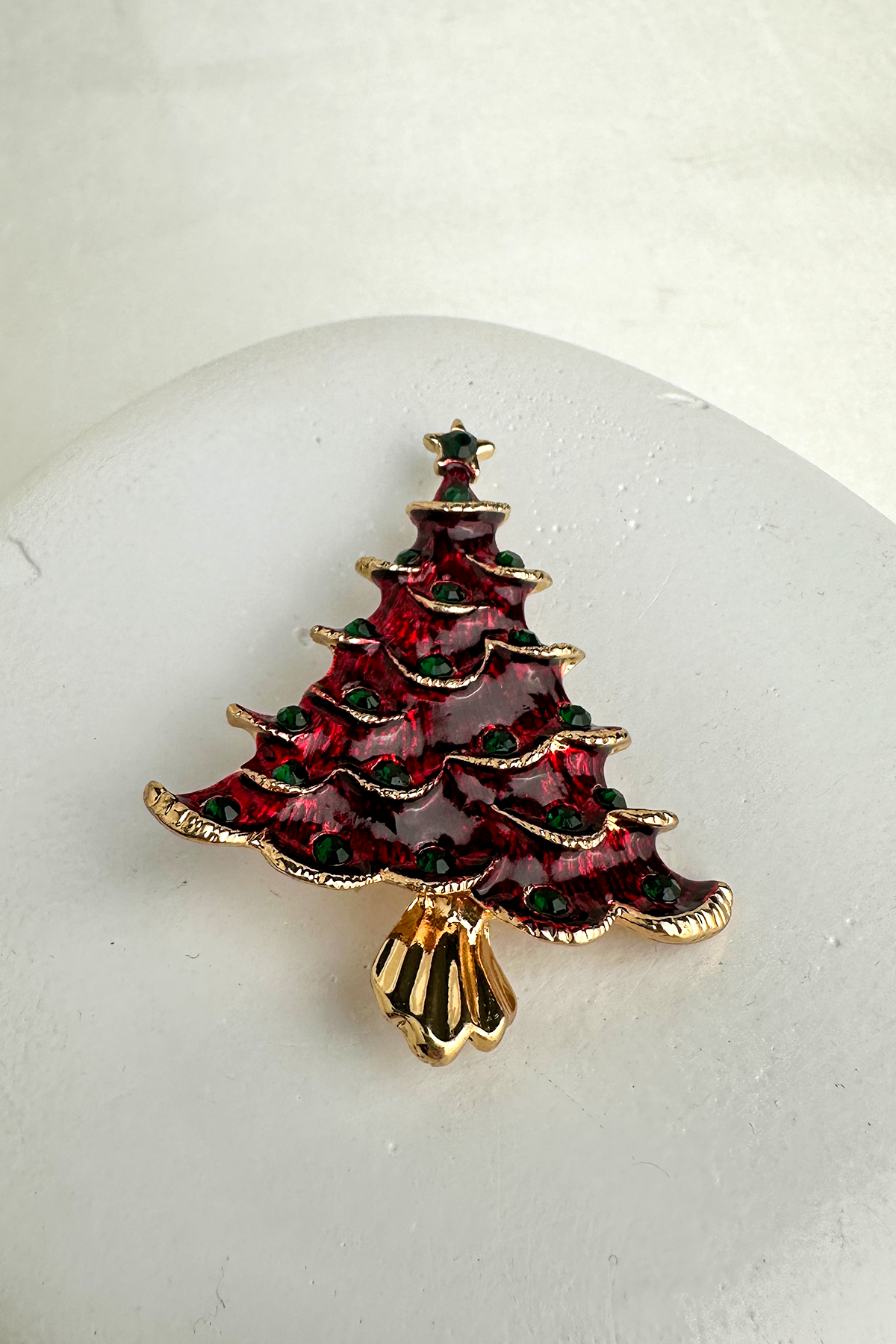 Yılbaşı Özel Serpme Taş Detay Çam Ağacı Broş (6cm)