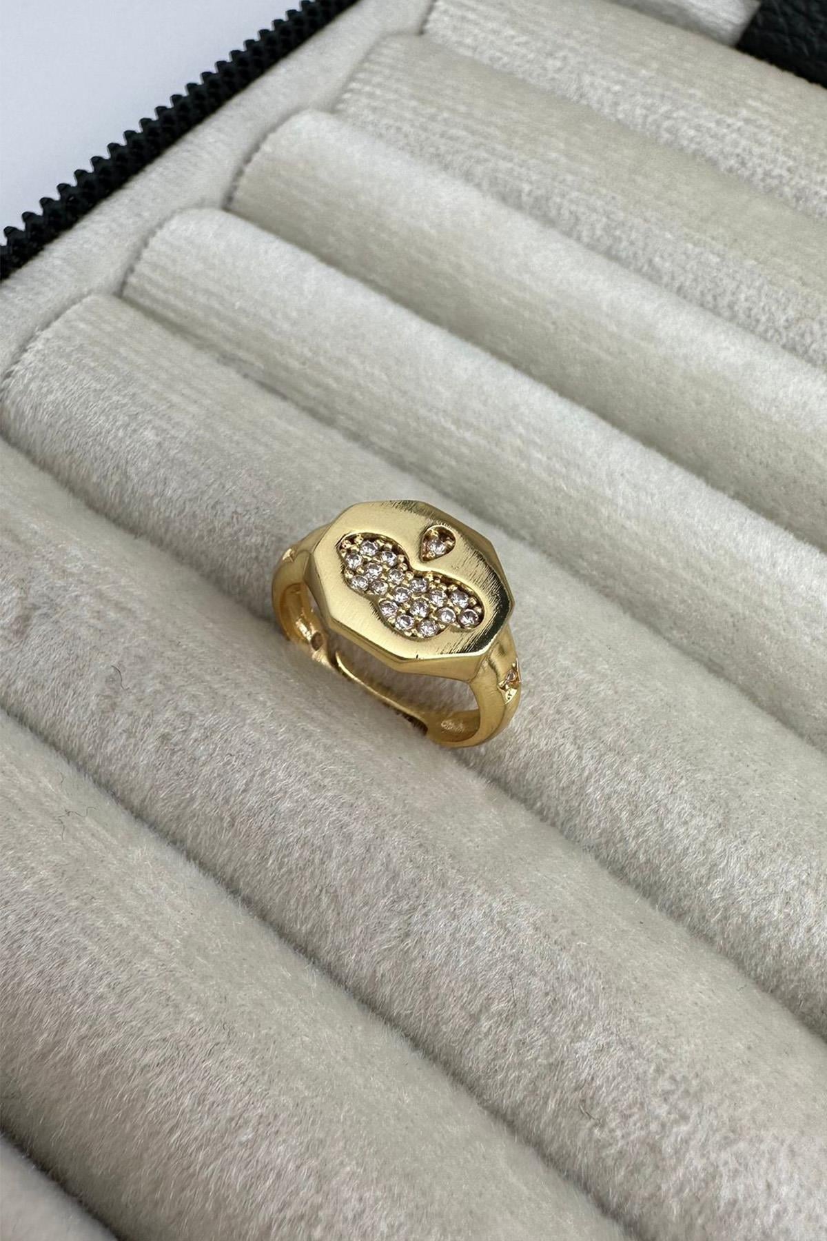 Zirkon Taşlı Plaka Yüzük
