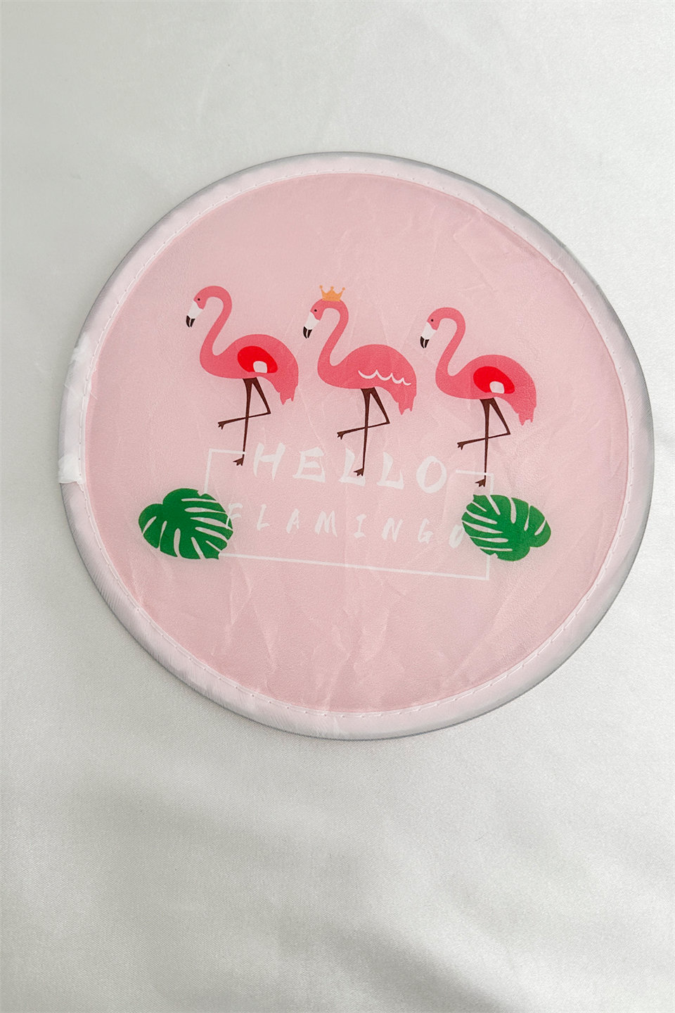 Pembe Üçlü Flamingo Desen Katlanabilir Çantalı Yelpaze (21*21)