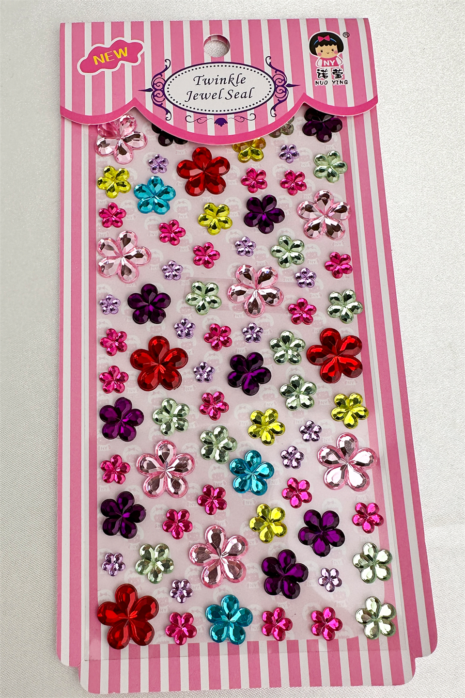 Renkli Çiçek Şekilli Kristal Görünümlü Yapışkanlı Taş Sticker (Ajanda,Telefon,Bardak)