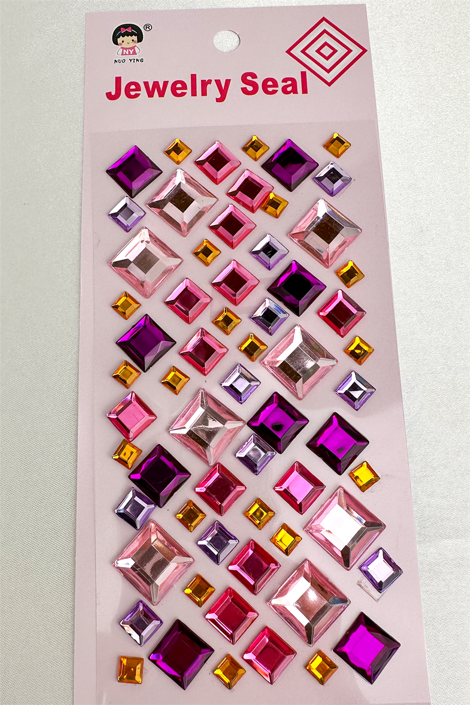 Renkli Kare Kristal Görünümlü Yapışkanlı Taş Sticker (Ajanda,Telefon,Bardak)