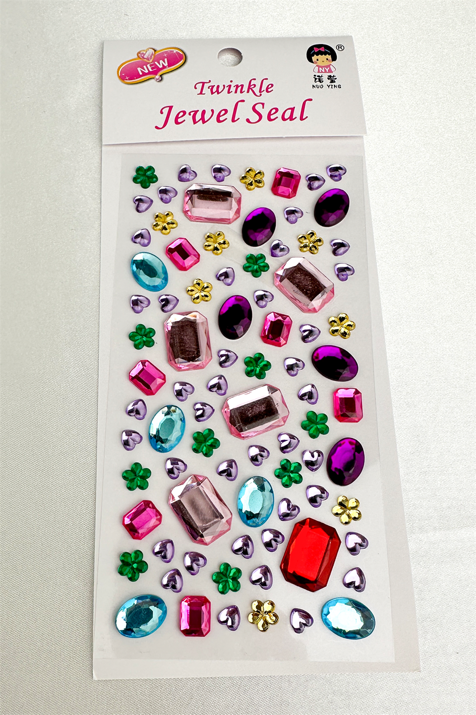 Renkli Parlak Taş Sticker Kalp Ve Çiçek Desenli Yapışkanlı Sticker (Ajanda,Telefon,Bardak)