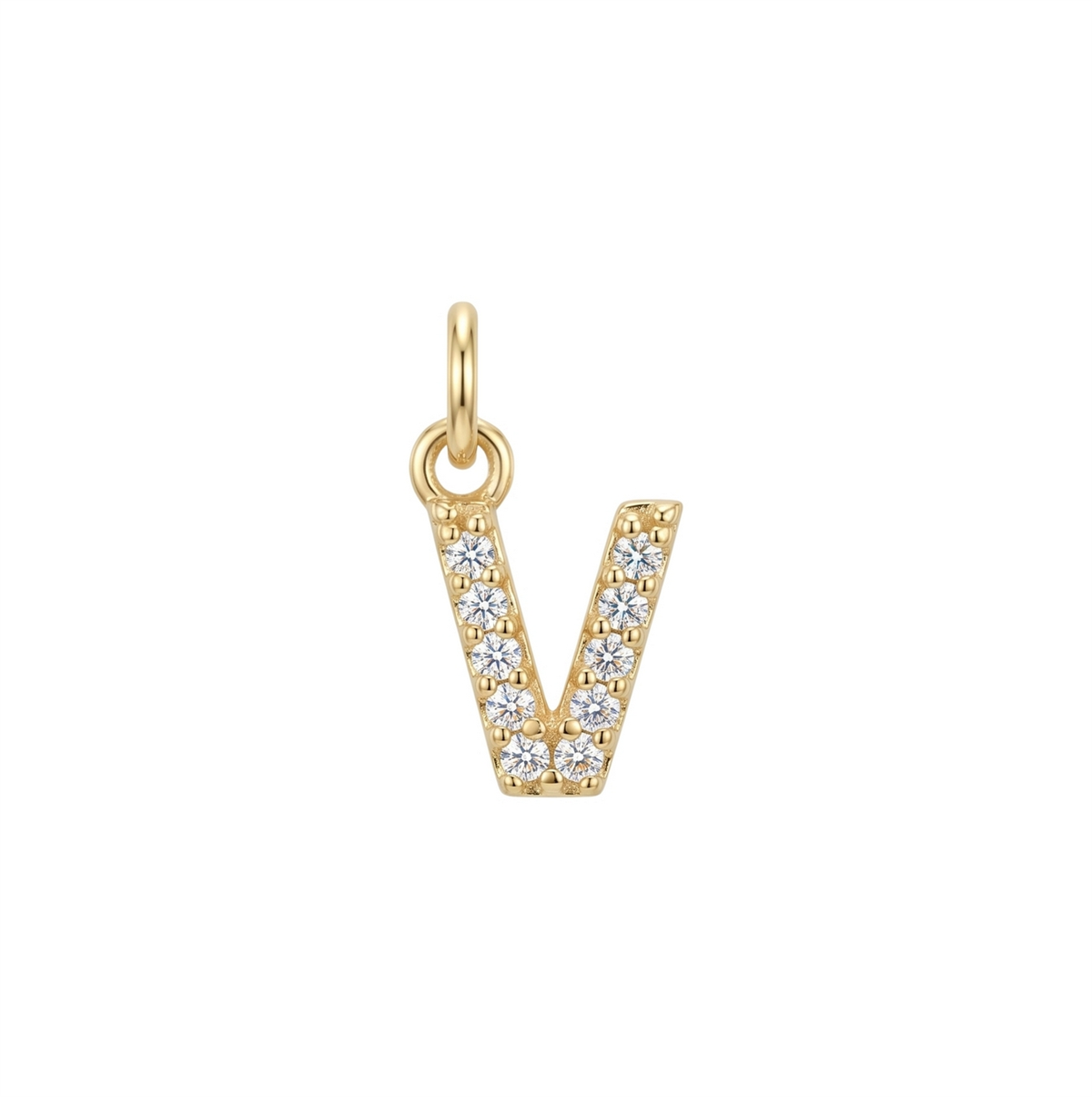 Letter V Charm - Gold