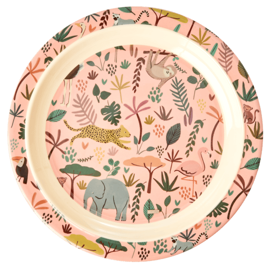 Melamine Kids Plate Pink - Jungle