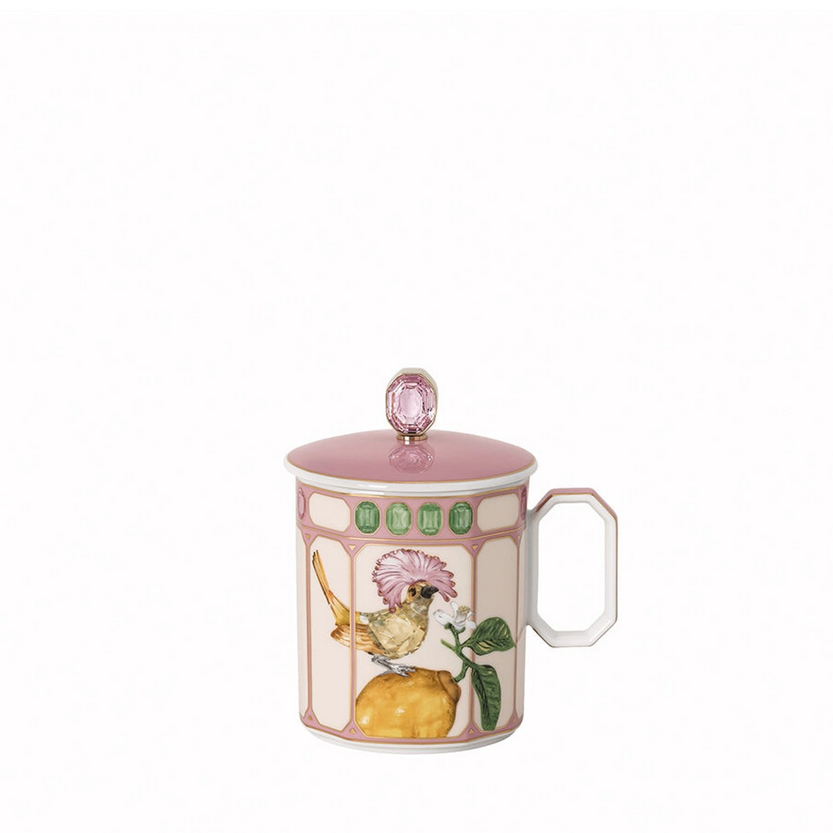 Idyllia Flycatcher Pink Pembe Porselen Kapaklı Kupa 0,39 L
