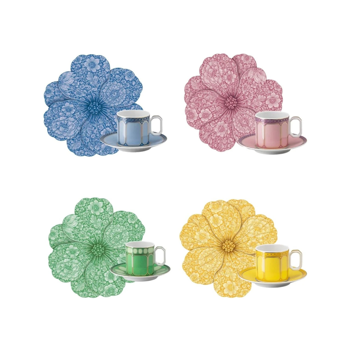 Dahlia Renkli Mix 4lü Bardak MatıSeti
