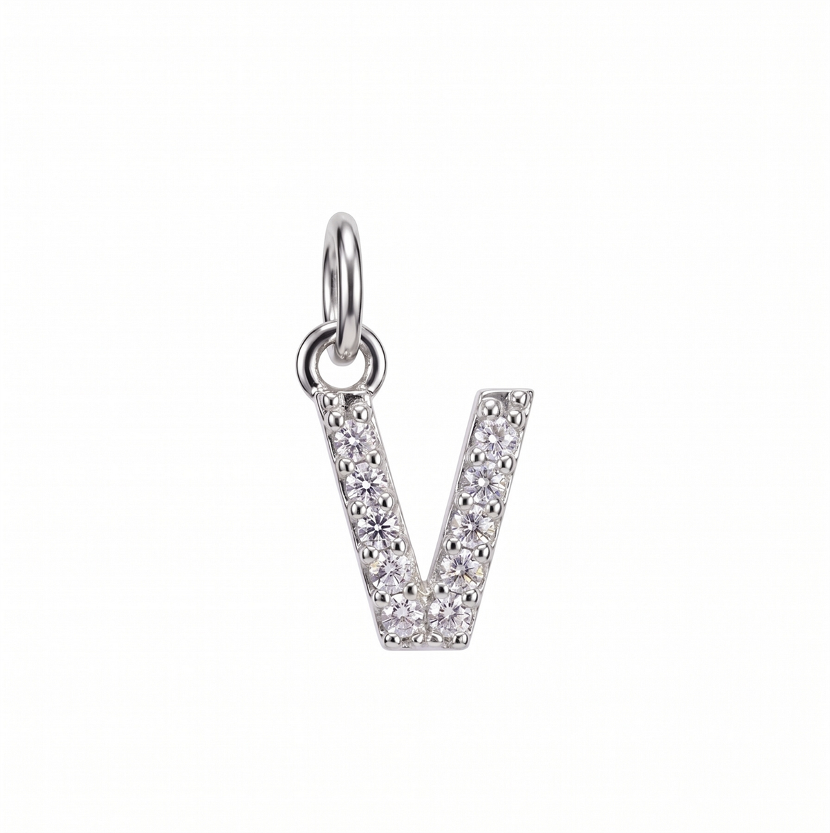 Letter V Charm - Silver